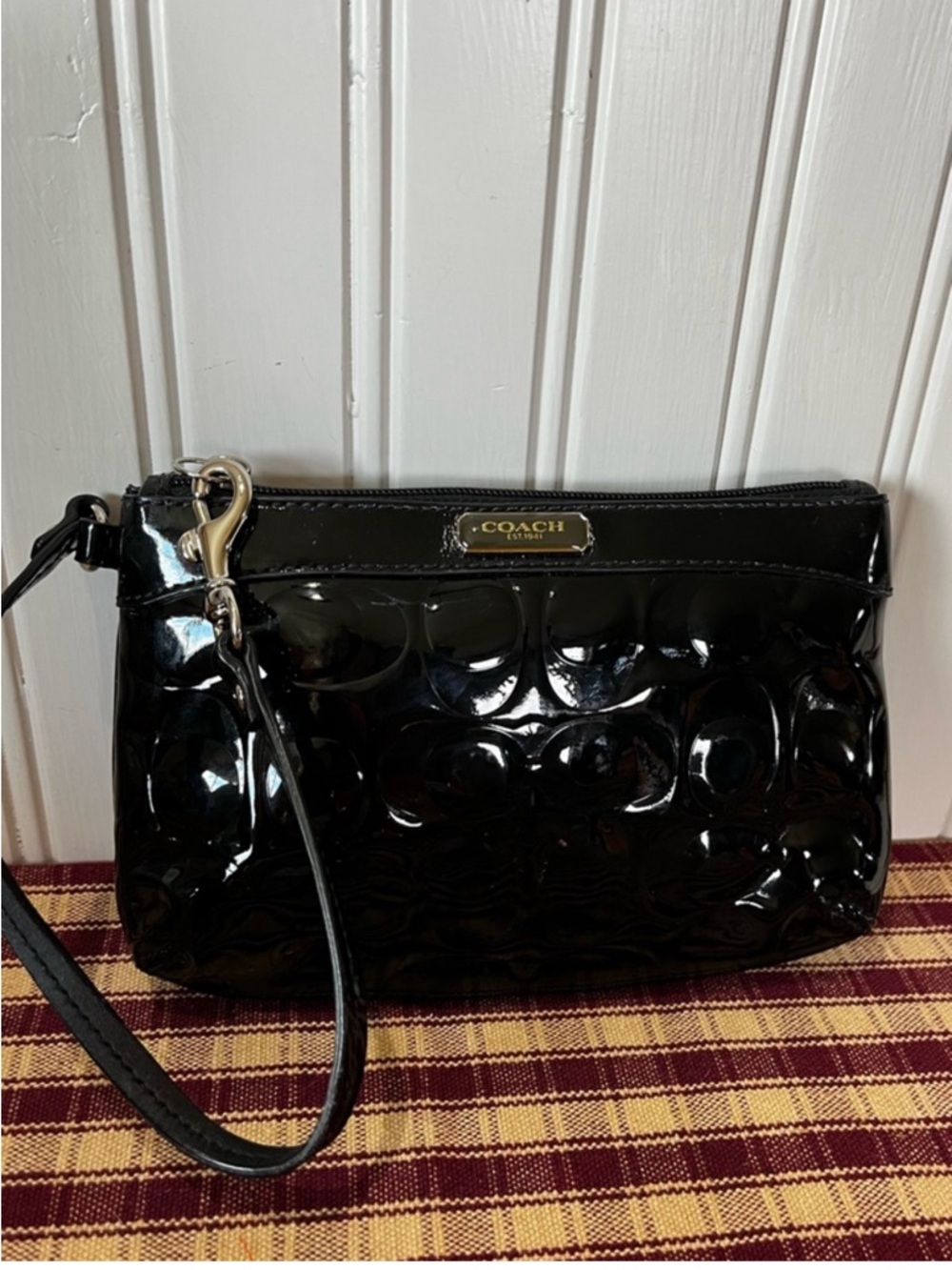 Coach embossed Patent Leather Wristlet